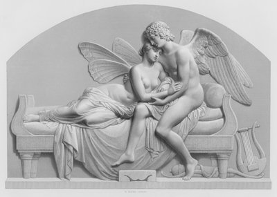 Cupid und Psyche, nach der Statue von J. Gibson, RA in der Sammlung der Königin (Gravur) von William John Roffe
