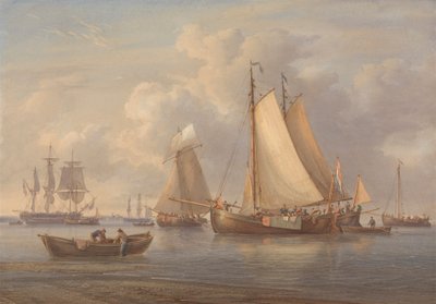 Niederländische Fischerboote vor Anker in einer Mündung von William Joy