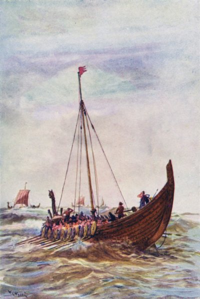 Kriegsschiff zur Zeit von König Alfred von William Lionel (after) Wyllie