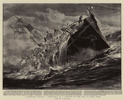 Eine gefährliche Reise, ein Truppenschiff in einem Taifun auf dem Weg nach Hongkong von William Lionel Wyllie