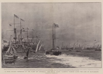 Li Hung Changs Inspektion der Flotte vor Spithead, die königliche Yacht Alberta passiert die Schlachtschiffe von William Lionel Wyllie