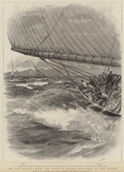 Die Regatta von Nizza, HRH Die Britannia des Prinzen von Wales als leichter Sieger von William Lionel Wyllie