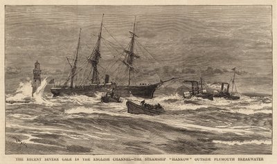 Der kürzliche schwere Sturm im Ärmelkanal, das Dampfschiff Hankow außerhalb der Plymouth Breakwater von William Lionel Wyllie