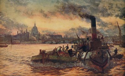 Schleppen durch die Stadt, ca. 1870-1880, ca. 1915 von William Lionel Wyllie