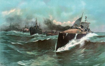 Spaniens Torpedoboot-Flottille auf dem Weg von den Kanaren nach Puerto Rico von William Louis Jnr. Sonntag