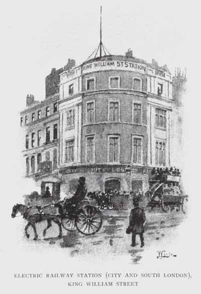 Elektrischer Bahnhof, City und South London, King William Street von William Luker