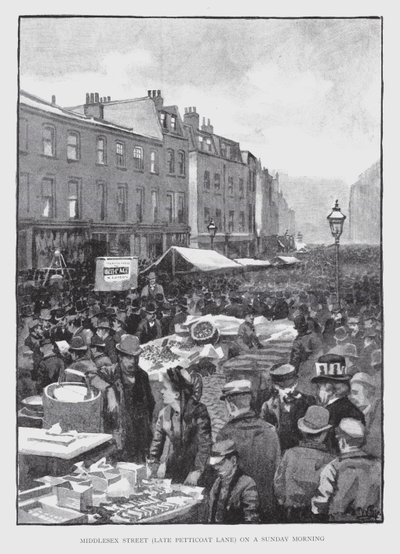 Middlesex Street, ehemals Petticoat Lane, an einem Sonntagmorgen von William Luker
