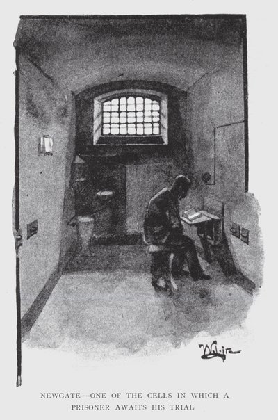 Newgate, eine der Zellen, in der ein Gefangener auf seinen Prozess wartet von William Luker