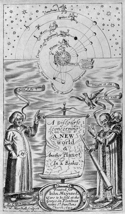 Eine Abhandlung über eine neue Welt & einen anderen Planeten in 2 Büchern, 1640 (Frontispiz) von William Marshall