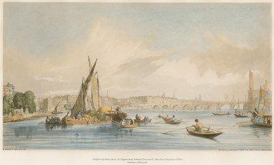Waterloo-Brücke, vom Westen, mit einem Bootsrennen von William Parrott
