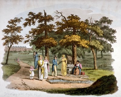 Ansicht eines Trinkbrunnens, Hyde Park, Westminster, London, 1812 von William Pickett