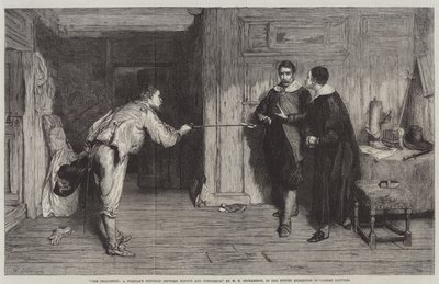 Die Herausforderung, der Kampf eines Puritaners zwischen Ehre und Gewissen von William Quiller Orchardson