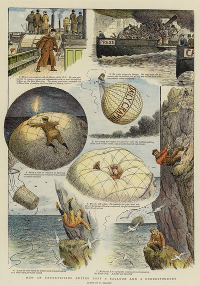 Wie ein unternehmungslustiger Redakteur einen Ballon und einen Korrespondenten verlor (Chromolithographie) von William Ralston