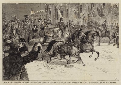 Der letzte Anschlag auf das Leben des Zaren von Russland, Einzug des Kaisers in St. Petersburg nach seiner Flucht von William Ralston