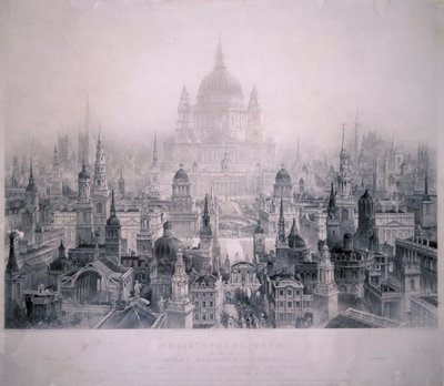 Traumstadt der Gebäude von Christopher Wren, 1842 von William Richardson