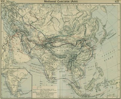 Mittelalterlicher Handel in Asien. Aus dem Historischen Atlas von William Robert Shepherd