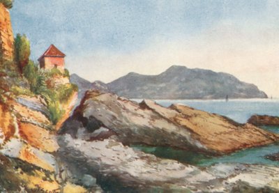Felsen am Ufer, Nervi (Farblithografie) von William Scott