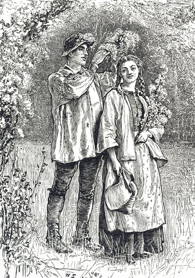 Gravur, die die Krönung der Maikönigin darstellt von William Small