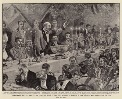 Meine Herren, Sie dürfen rauchen, der Prinz von Wales beim HAC-Bankett für Mitglieder des Regiments, die mit der CIV dienten von William Small