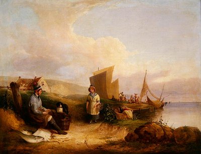 Küstenszene mit Fischern von William Snr. Shayer