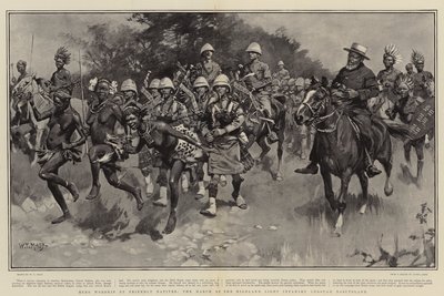 Heldenverehrung durch freundliche Eingeborene, der Marsch der Highland Light Infantry durch Basutoland von William T. Maud