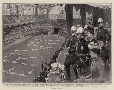 Der König beim Royal Military Tournament, beobachtet eine Vorführung von Sergeant-Instruktoren aus dem Aldershot Gymnasium von William T. Maud