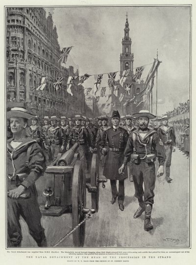 Das Marine-Detachement an der Spitze der Prozession im Strand von William T. Maud