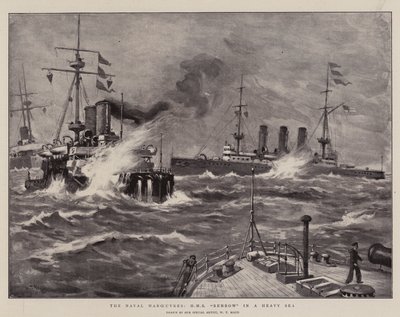 Die Marine-Manöver, H.M.S. Benbow in schwerer See von William T. Maud