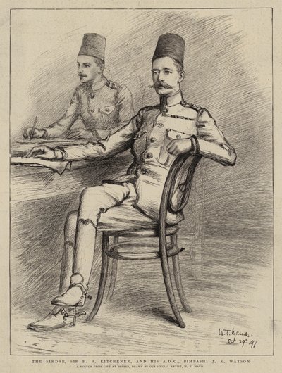 Der Sirdar, Sir H H Kitchener, und sein ADC, Bimbashi J K Watson von William T. Maud