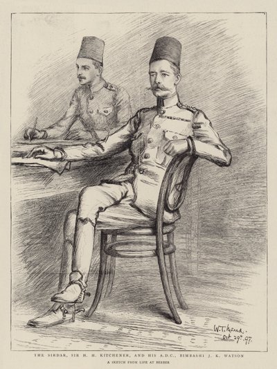 Der Sirdar, Sir H H Kitchener, und sein ADC, Bimbashi J K Watson von William T. Maud