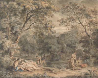 Nymphen baden in einer bewaldeten Lichtung von William Taverner