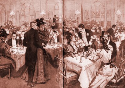 Mitglieder der High Society im Waldorf Hotel von William Thomas Smedley
