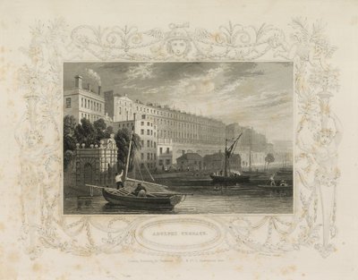 Adelphi Terrace, einschließlich des Wassertores, York Buildings, London von William Tombleson