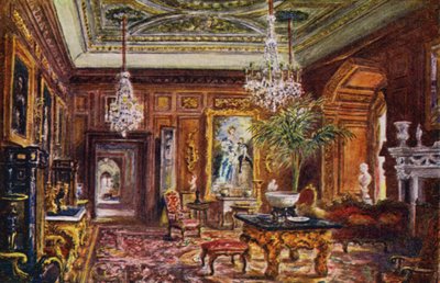 Warwick Castle: Cedar Drawing Room (Farblithografie) von William W. Quatremain