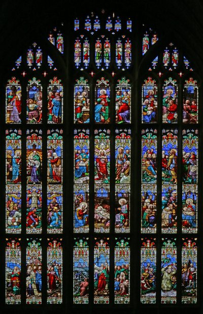 Die Geburt Christi und das Thema der Taufe, 1859 (Buntglas) von William Wailes