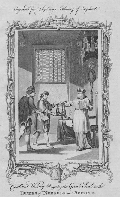 Kardinal Wolsey übergibt das Große Siegel an die Herzöge von Norfolk und Suffolk, 1773 von William Walker