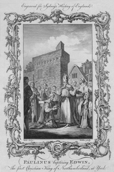 Paulinus tauft Edwin, den ersten christlichen König von Northumberland, in York, 1773 von William Walker