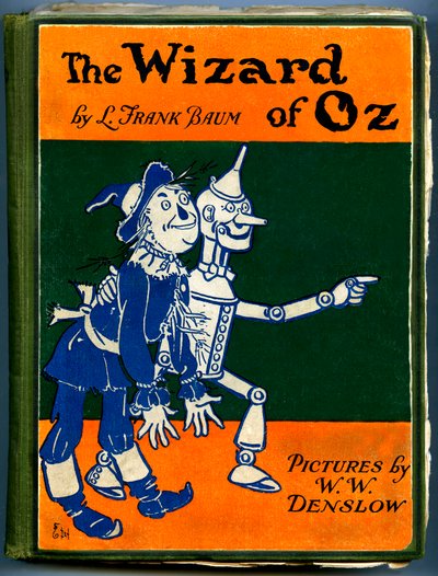 Der wunderbare Zauberer von Oz - Der Zauberer von Oz: Cover einer alten Ausgabe (zwischen 1905 und 1920) illustriert von Denslow, William Wallace (1856-1915) von Frank Baums Buch (1856-1919) - die Vogelscheuche und der Blechmann - private Sammlung von William Wallace Denslow
