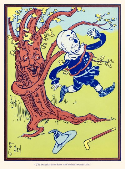 „Die Äste bogen sich herunter und wanden sich um ihn.“ aus „Der Zauberer von Oz“ von L. Frank Baum von William Wallace Denslow