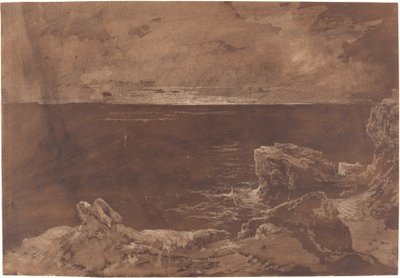 Eine felsige Küste bei Mondlicht von William West or Samuel Jackson