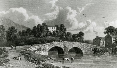 Greta Hall und Keswick Bridge, graviert von E. Francis, 1842 von William Westall