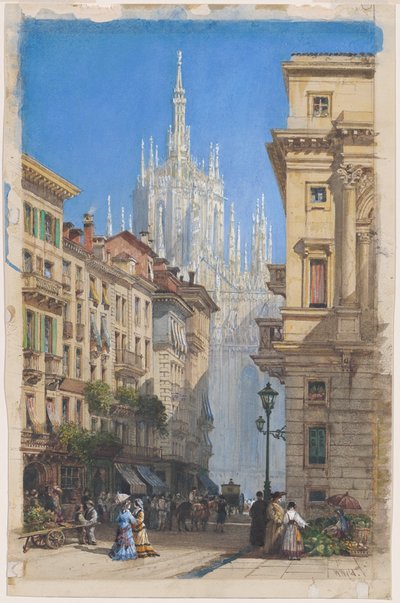 Der Dom in Mailand von einer Seitenstraße von William Wyld