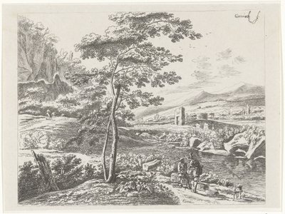 Landschaft mit einem Pilger und einem Hirten von William Young Ottley