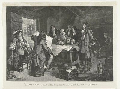 Wilhelm III. hält Kriegsrat in einer Fischerhütte, 1688 von Williamson