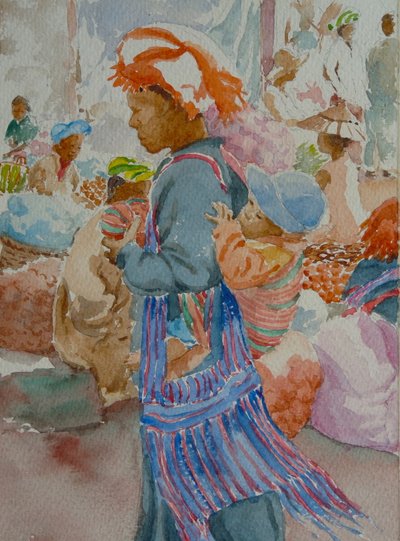 Nampan-Markt, an die Mutter klammernd von Wilson Clive