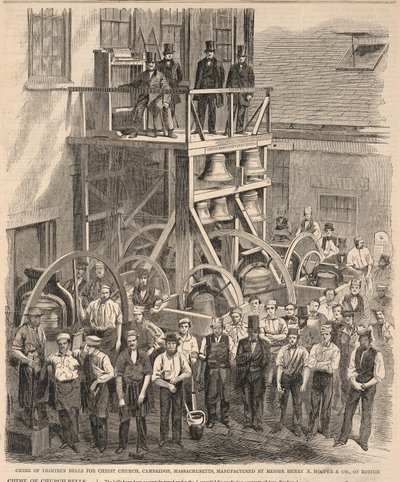 Glockenspiel von dreizehn Glocken für die Christ Church, Cambridge, Massachusetts, hergestellt von Messrs. Henry N. Hooper & Co. aus Boston, aus Harper