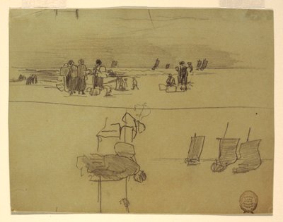 Strandszene mit Frauen, die Körbe tragen, Cullercoats, England, 1881–82 von Winslow Homer