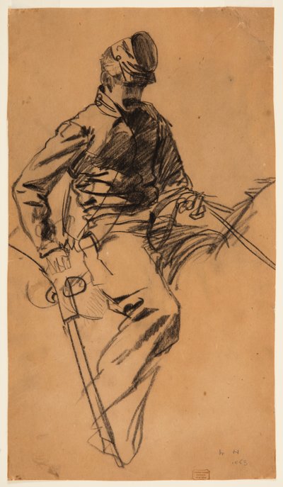 Zeichnung, Kavalleriesoldat zu Pferd, 1863 von Winslow Homer