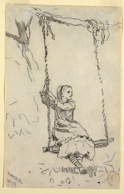 Mädchen auf einer Schaukel, 1879 von Winslow Homer