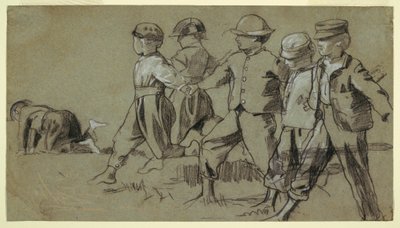 Zeichnung, Studie für "Fang die Peitsche", 1872 von Winslow Homer
